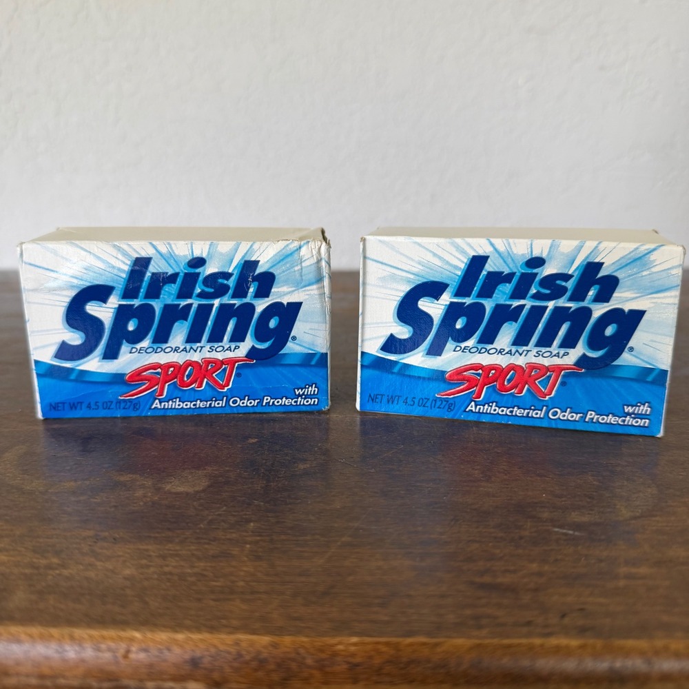 Vintage 2 New Irish Spring Sport Deodorant Soap 4.5 oz Bars NOS Discontinued‎